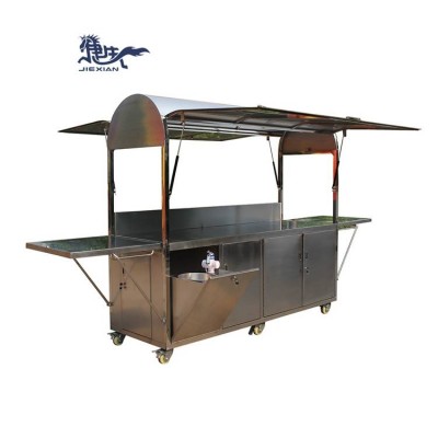 Fashion Design Hand Push China Foldable Street Mobile Fruits Vending Food Cart With Sink