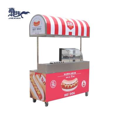 JX-CR180 small hand push Street outdoor Mobile Churros Hot dog Waffles vending Cart trailer