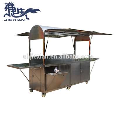 240cm foldable Street Mobile Stainless steel coffee car juice stall hot dog carts